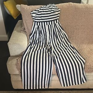 2 jumpsuits for the price of one, SHEIN sz L striped one is one shoulder